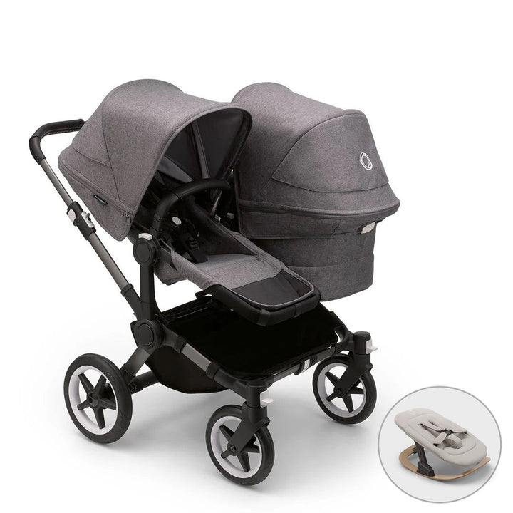Bugaboo Donkey 5 Duo+ FREE Newborn Rocker - Grey Melange - Pramsy