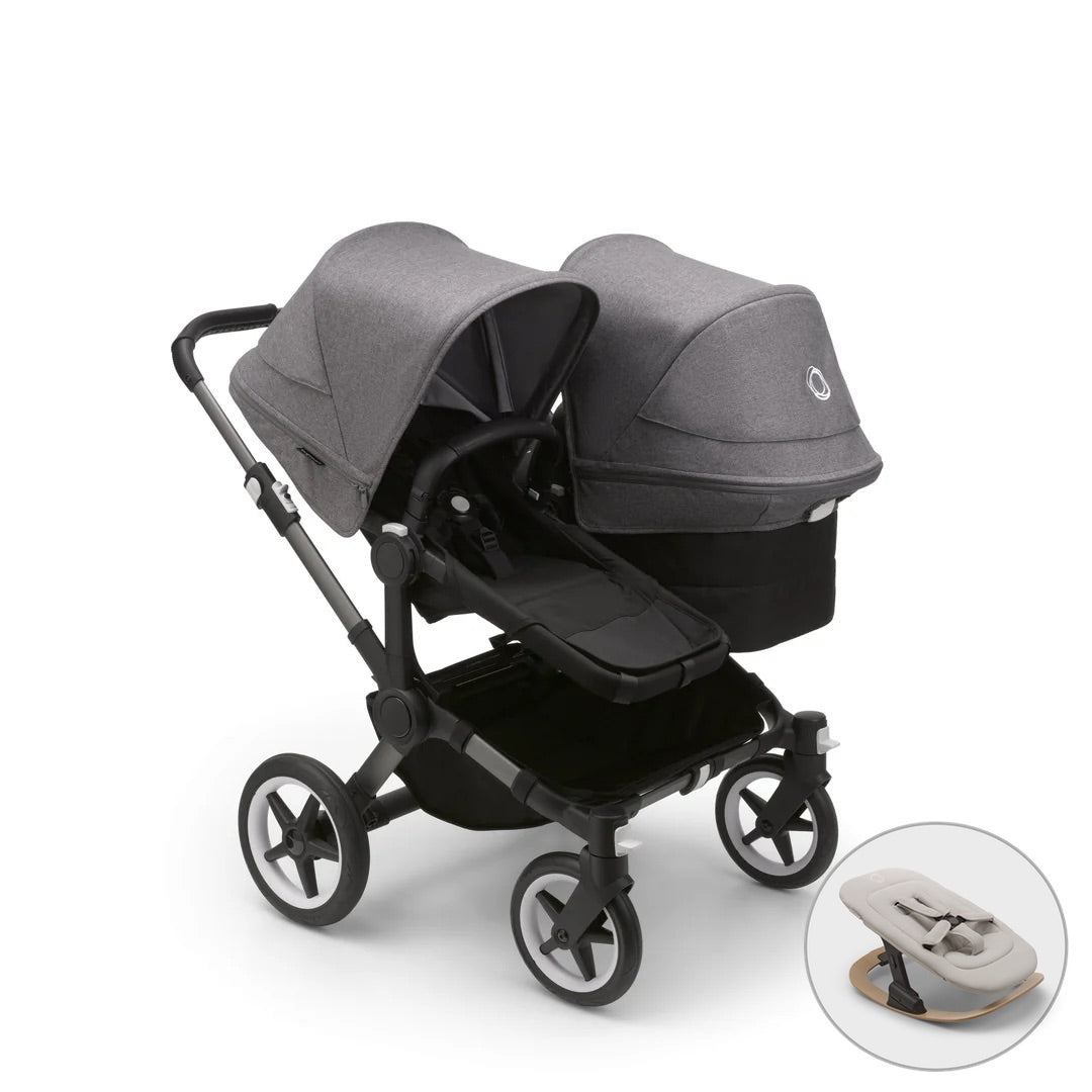 Bugaboo Donkey 5 Duo+ FREE Newborn Rocker - Grey Melange - Pramsy