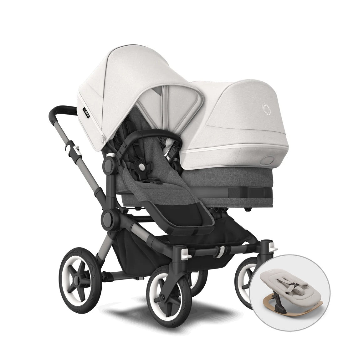 Bugaboo Donkey 5 Duo + FREE Newborn Rocker - Misty White - Pramsy
