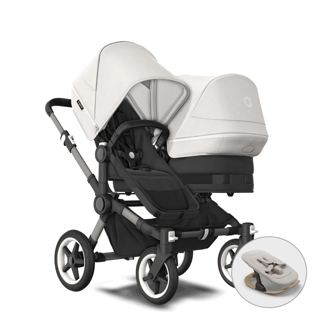 Bugaboo Donkey 5 Duo + FREE Newborn Rocker - Misty White - Pramsy