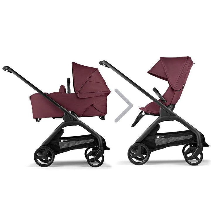 Bugaboo Dragonfly With Carrycot + Maxi - Cosi Pebble 360 Pro2 Bundle - Dark Cherry - Pramsy