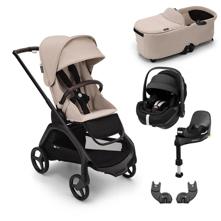 Bugaboo Dragonfly With Carrycot + Maxi - Cosi Pebble 360 Pro2 Bundle - Desert Taupe - Pramsy