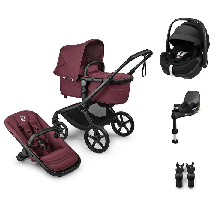 Bugaboo Fox 5 Renew + Pebble 360 Pro 2 Essential Bundle - Dark Cherry - Pramsy