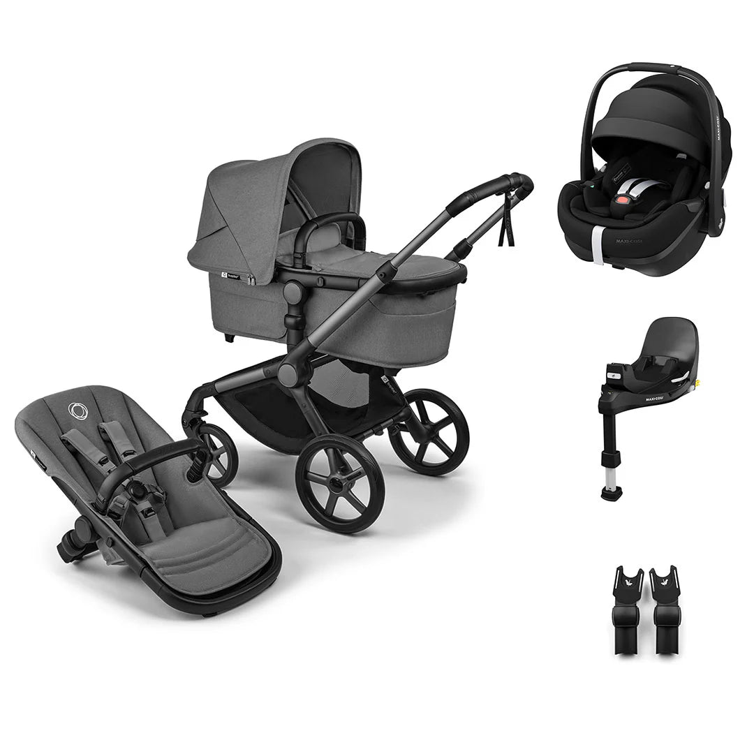 Bugaboo Fox 5 Renew + Pebble 360 Pro 2 Essential Bundle - Moon Grey - Pramsy