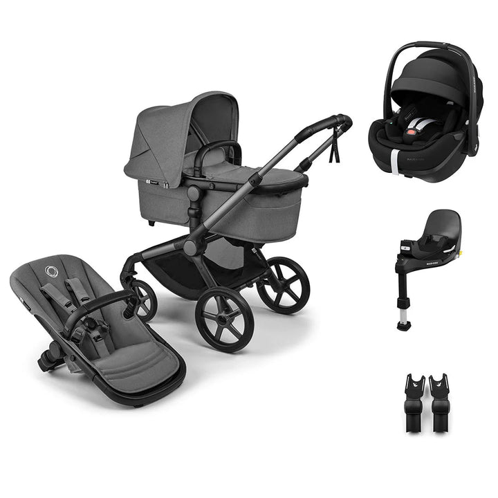 Bugaboo Fox 5 Renew + Pebble 360 Pro 2 Essential Bundle - Moon Grey - Pramsy