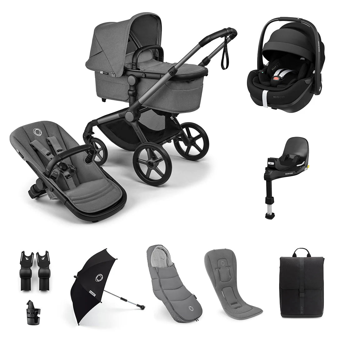 Bugaboo Fox 5 Renew + Pebble 360 Pro 2 Ultimate Bundle - Moon Grey - Pramsy
