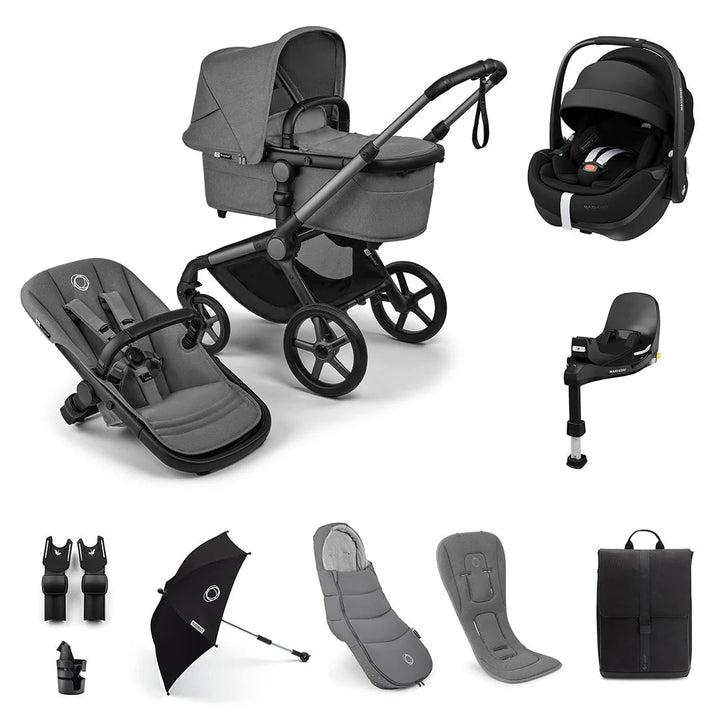 Bugaboo Fox 5 Renew + Pebble 360 Pro 2 Ultimate Bundle - Moon Grey - Pramsy