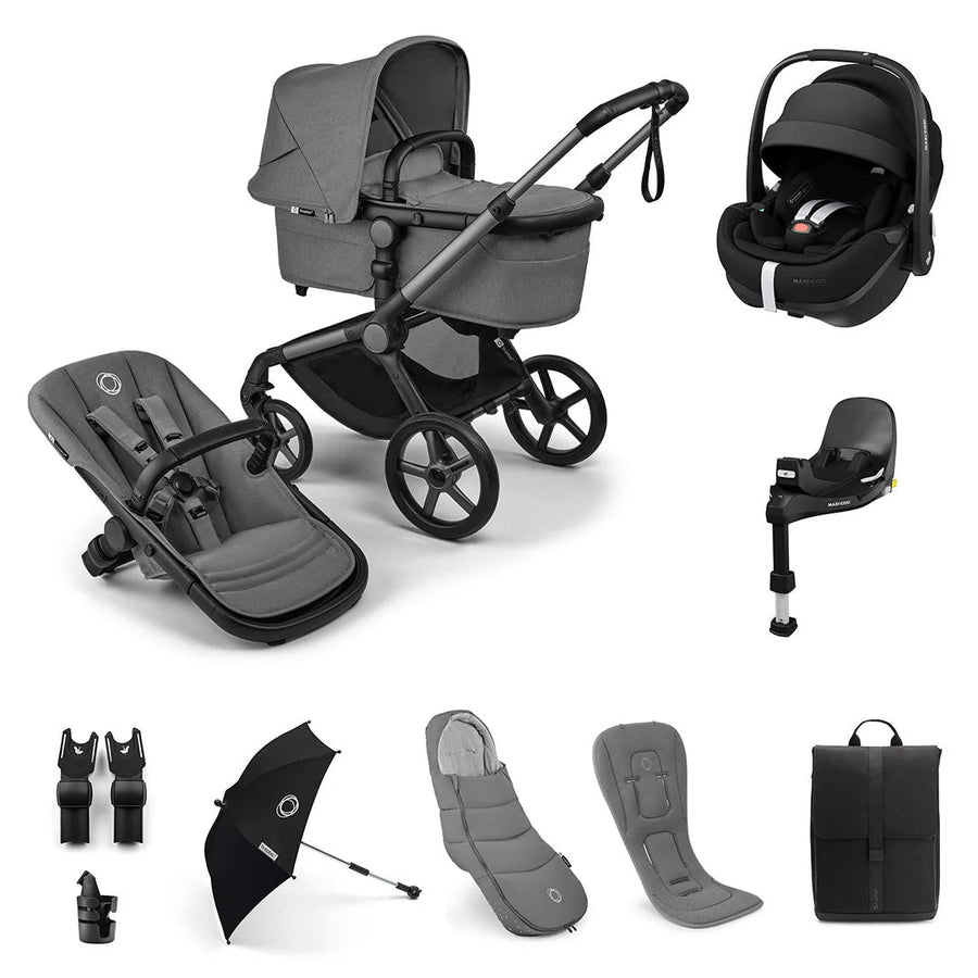Bugaboo Fox 5 Renew + Pebble 360 Pro 2 Ultimate Bundle - Moon Grey - Pramsy