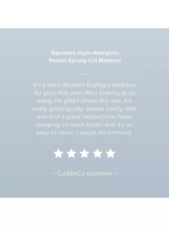 CuddleCo Signature Hypo - Allergenic Bamboo Pocket Sprung Cot Bed Mattress 140 x 70cm - Pramsy
