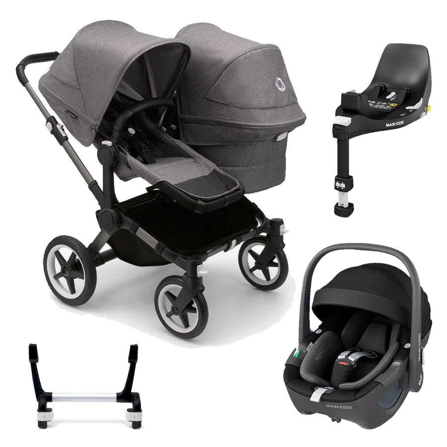 Bugaboo Donkey 5 Duo + Maxi-Cosi Pebble 360 Complete Bundle - Grey Melange - Pramsy