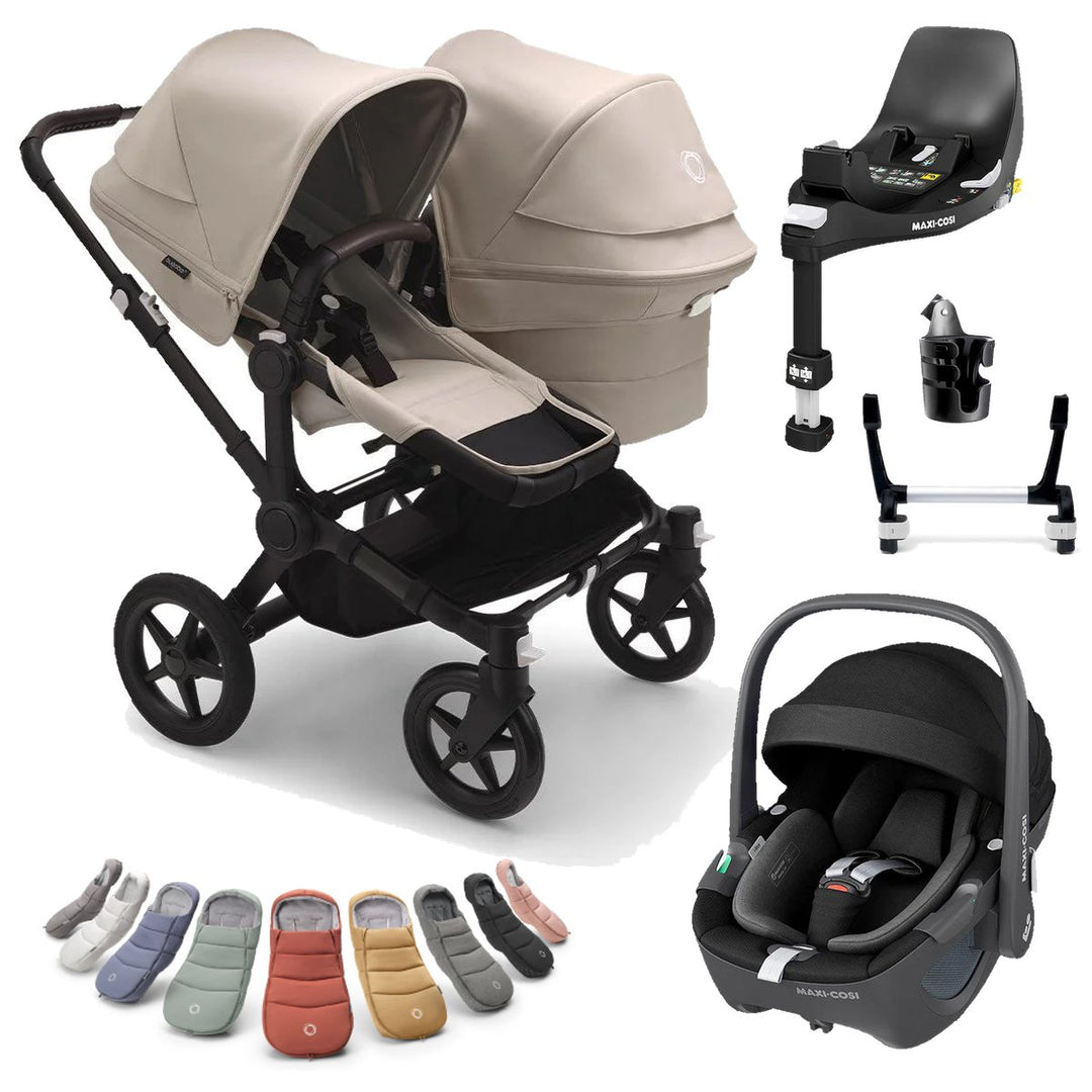 Bugaboo Donkey 5 Duo + Maxi-Cosi Pebble 360 Deluxe Bundle - Desert Taupe - Pramsy