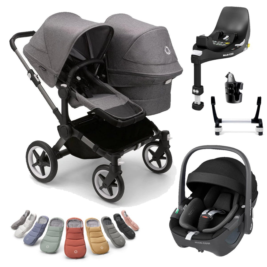 Bugaboo Donkey 5 Duo + Maxi-Cosi Pebble 360 Deluxe Bundle - Grey Melange - Pramsy