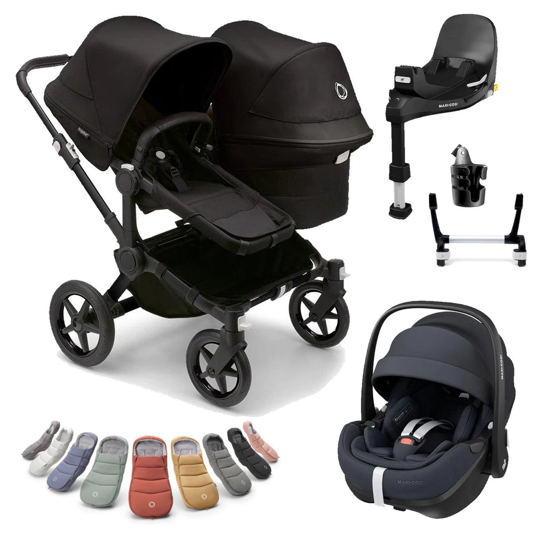 Bugaboo Donkey 5 Duo + Maxi-Cosi Pebble 360 Pro Deluxe Bundle - Midnight Black - Pramsy
