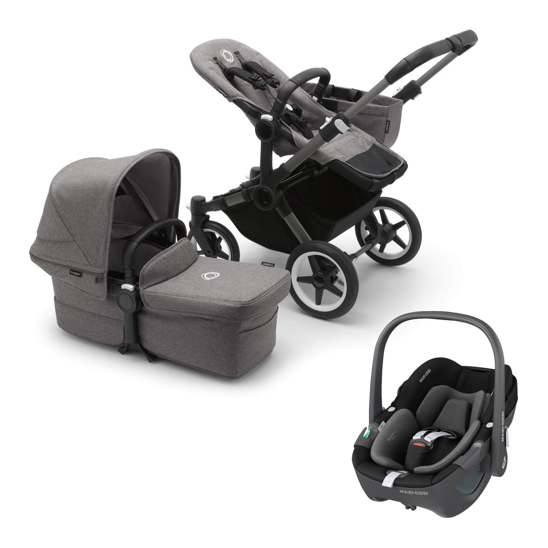 Bugaboo Donkey 5 Mono Grey Melange + FREE Maxi-Cosi Pebble 360 - Pramsy