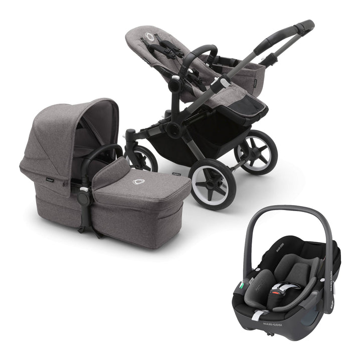 Bugaboo Donkey 5 Mono Grey Melange + FREE Maxi-Cosi Pebble 360 - Pramsy