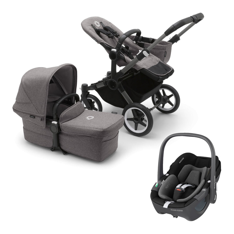 Bugaboo Donkey 5 Mono Grey Melange + FREE Maxi-Cosi Pebble 360 - Pramsy