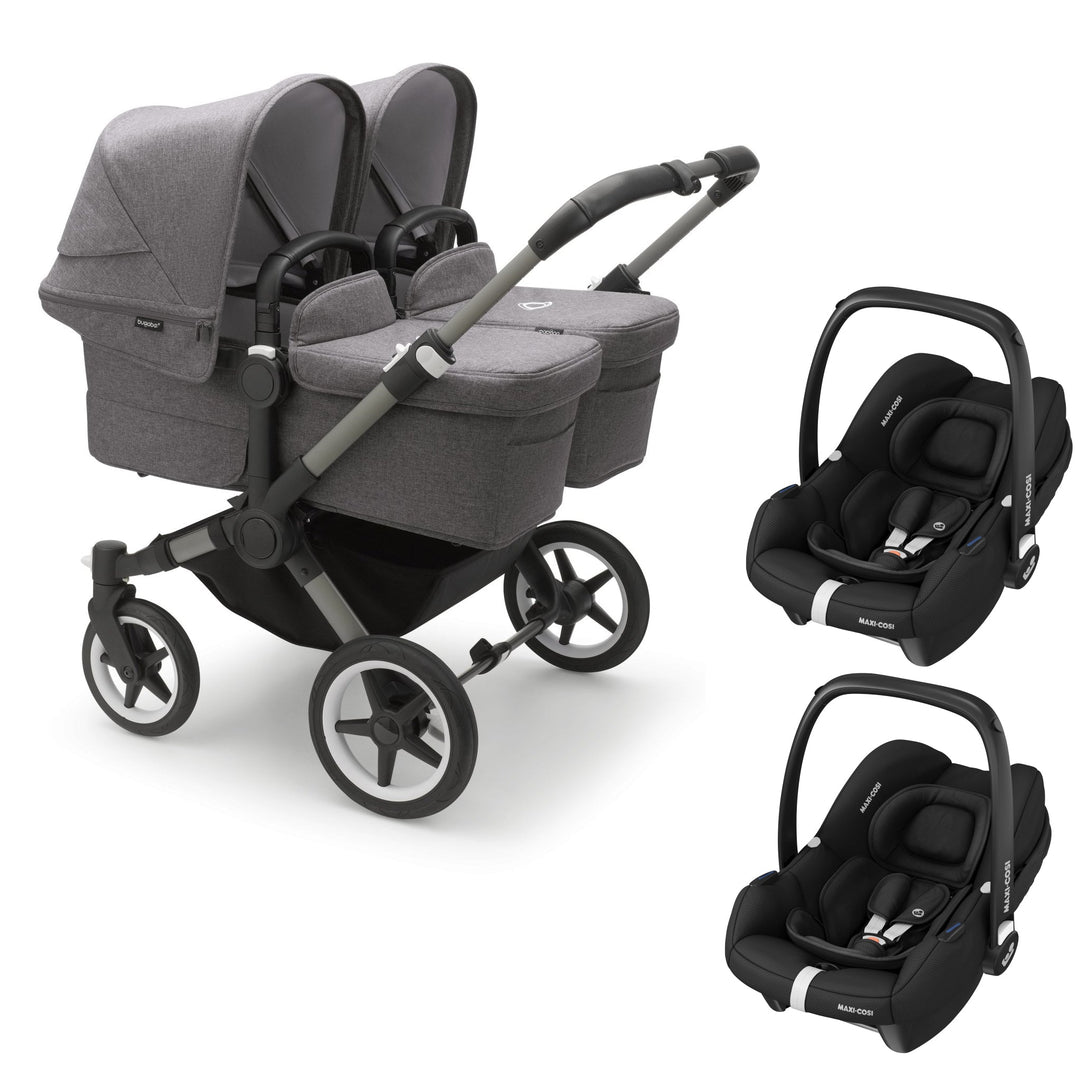 Bugaboo Donkey 5 Twin Grey Melange + 2 FREE Maxi-Cosi CabrioFix i-Size - Pramsy