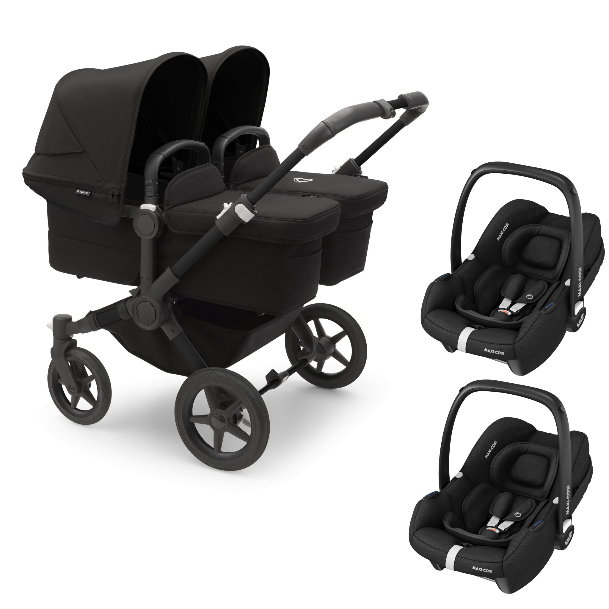 Bugaboo Donkey 5 Twin PLUS 2 Maxi Cosi CabrioFix i Size Bundle Midni Pramsy