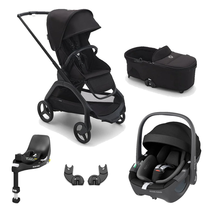 Bugaboo Dragonfly With Carrycot + Maxi-Cosi Pebble 360 Complete Bundle - Midnight Black - Pramsy