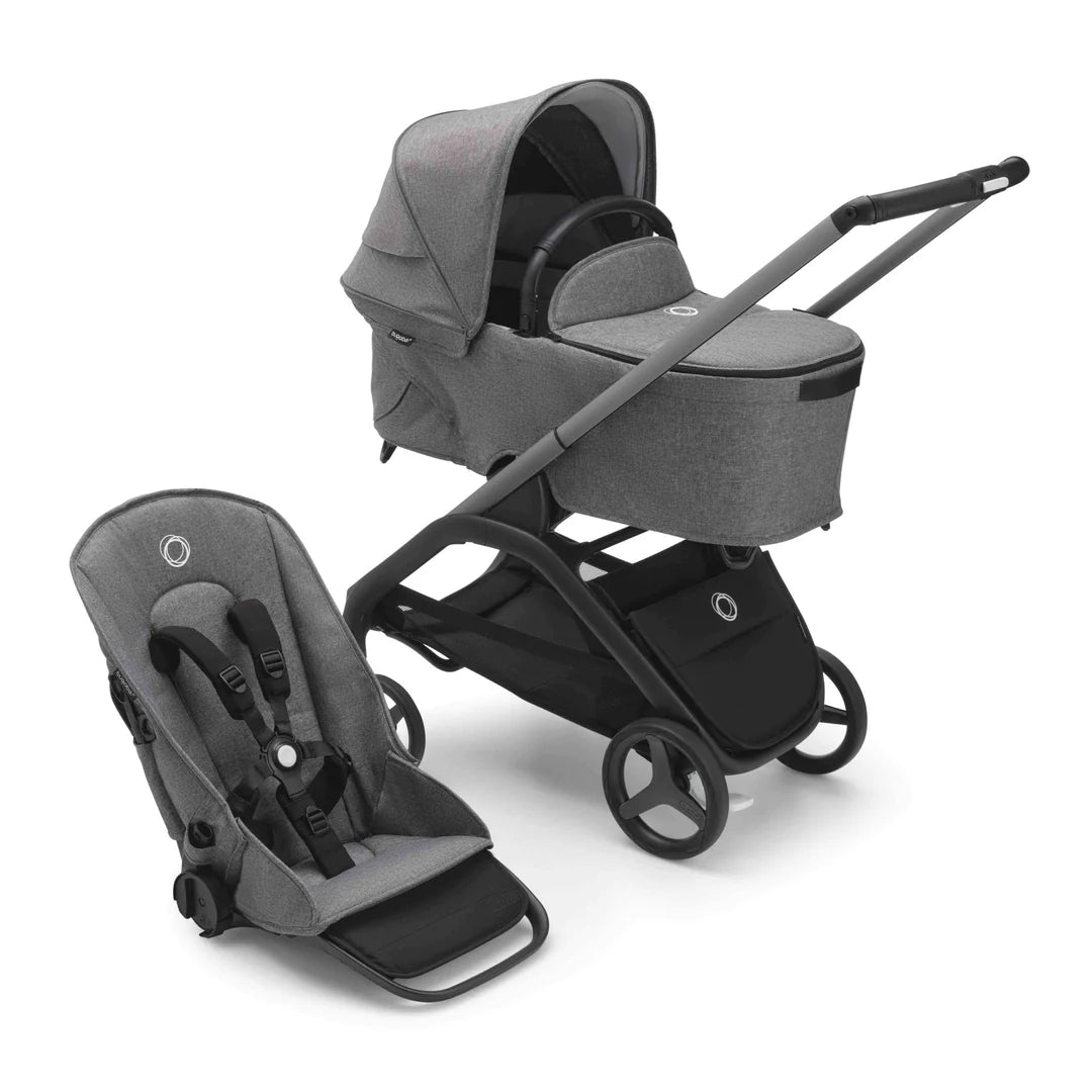 Bugaboo Dragonfly With Carrycot + Maxi-Cosi Pebble 360 Deluxe Bundle - Grey Melange - Pramsy
