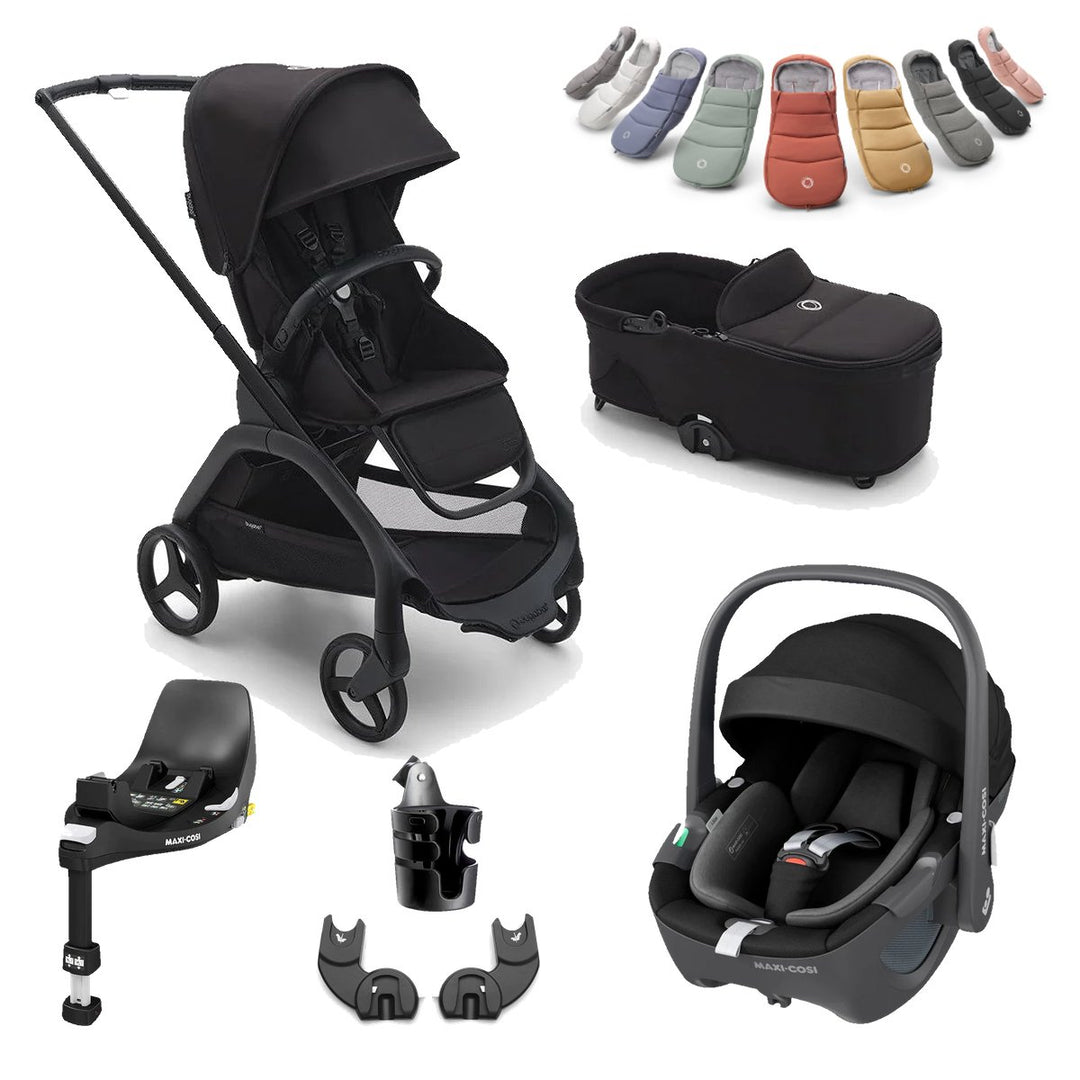 Bugaboo Dragonfly With Carrycot + Maxi-Cosi Pebble 360 Deluxe Bundle - Midnight Black - Pramsy