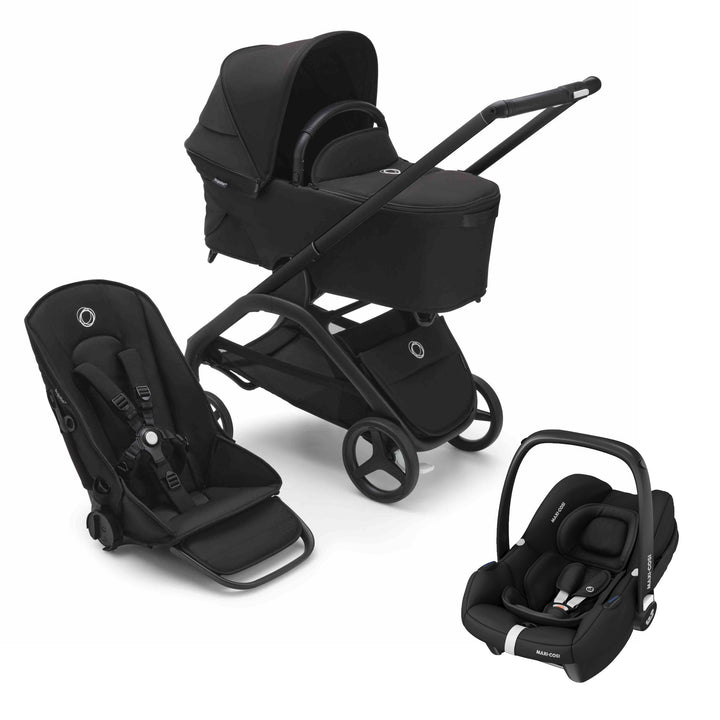 Bugaboo Dragonfly With Carrycot Midnight Black + FREE Maxi-Cosi CabrioFix i-Size - Pramsy