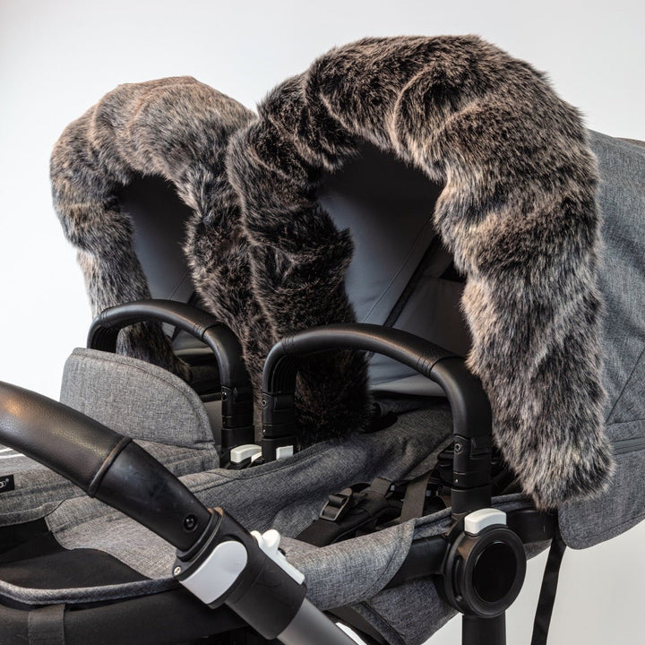 Pramsy Deluxe Faux Fur Trim for Canopies - Black Wolf