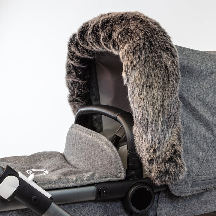 Pramsy Deluxe Faux Fur Trim for Canopies - Black Wolf