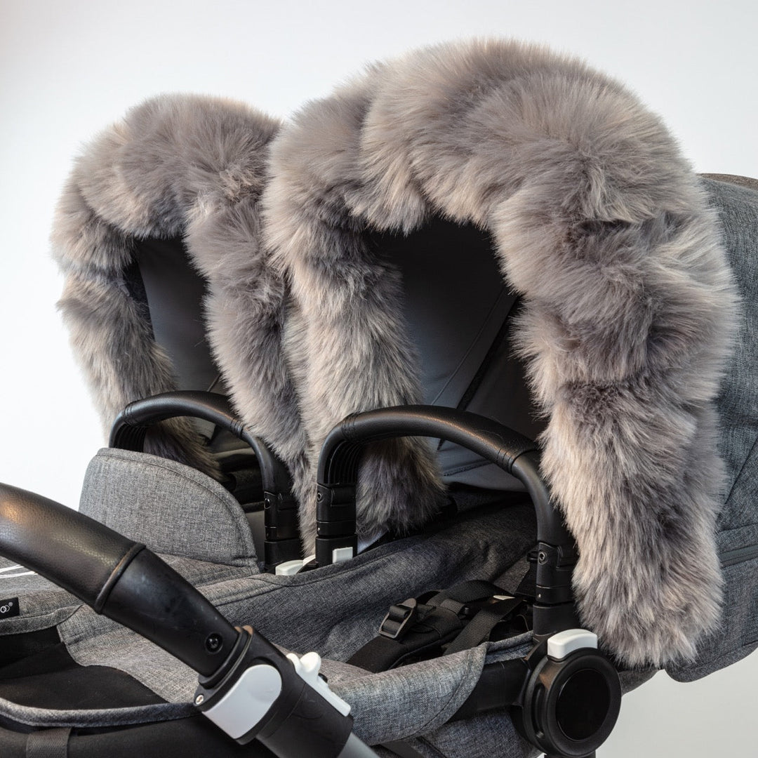 Pramsy Deluxe Faux Fur Trim for Canopies - Soft Grey