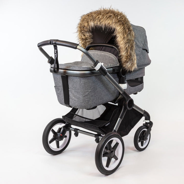 Pramsy Faux Fur Trim for Canopies - Silver Sparkle Brownie