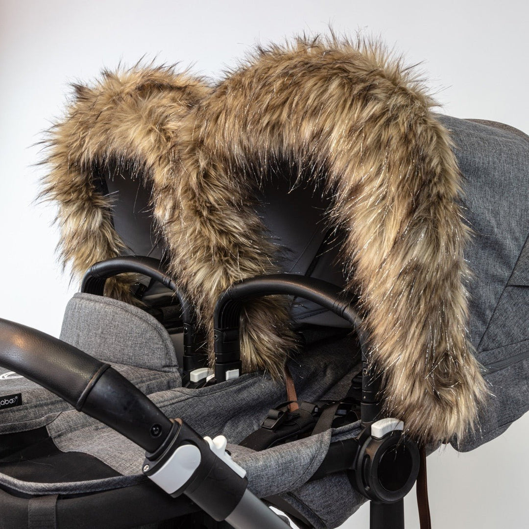 Pramsy Faux Fur Trim for Canopies - Silver Sparkle Brownie