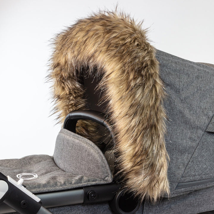 Pramsy Faux Fur Trim for Canopies - Silver Sparkle Brownie