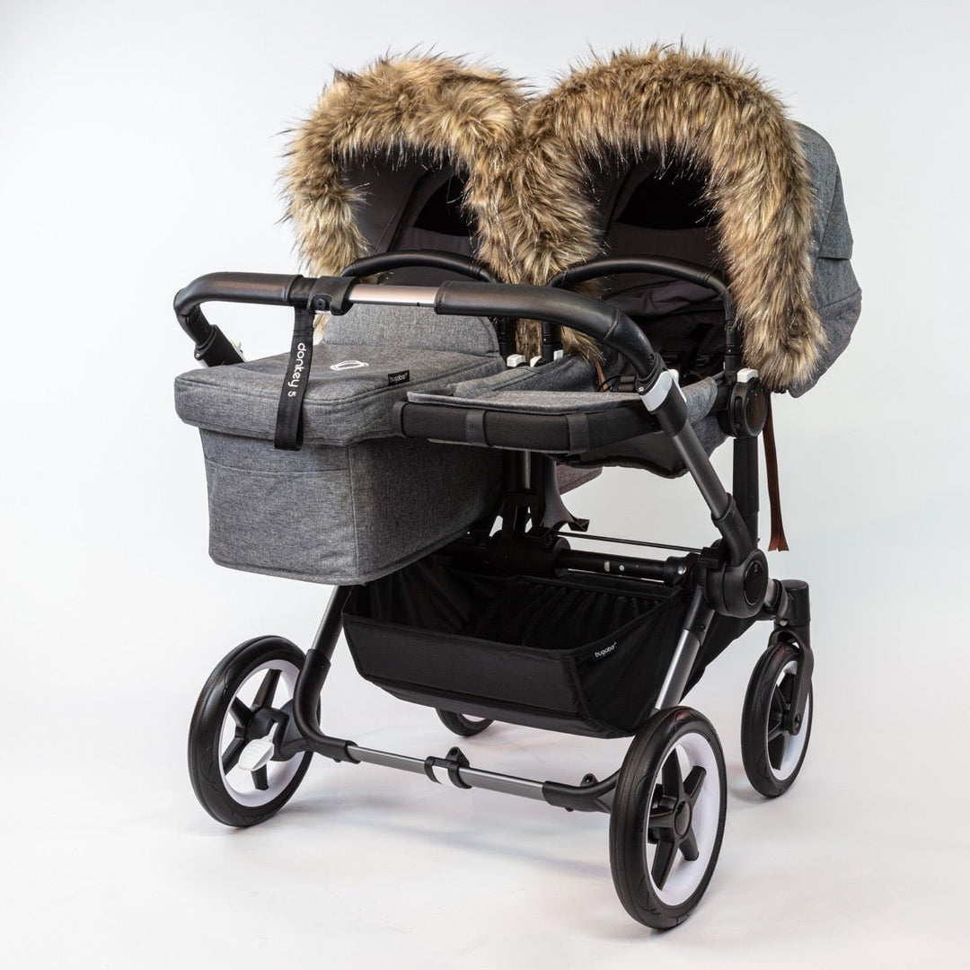 Pramsy Faux Fur Trim for Canopies - Silver Sparkle Brownie