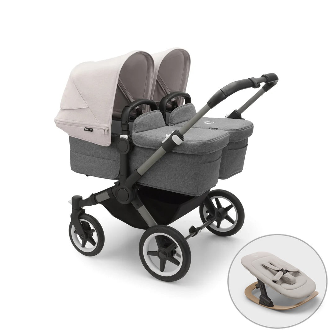 Bugaboo Donkey 5 Twin + FREE Newborn Rocker - Misty White - Pramsy