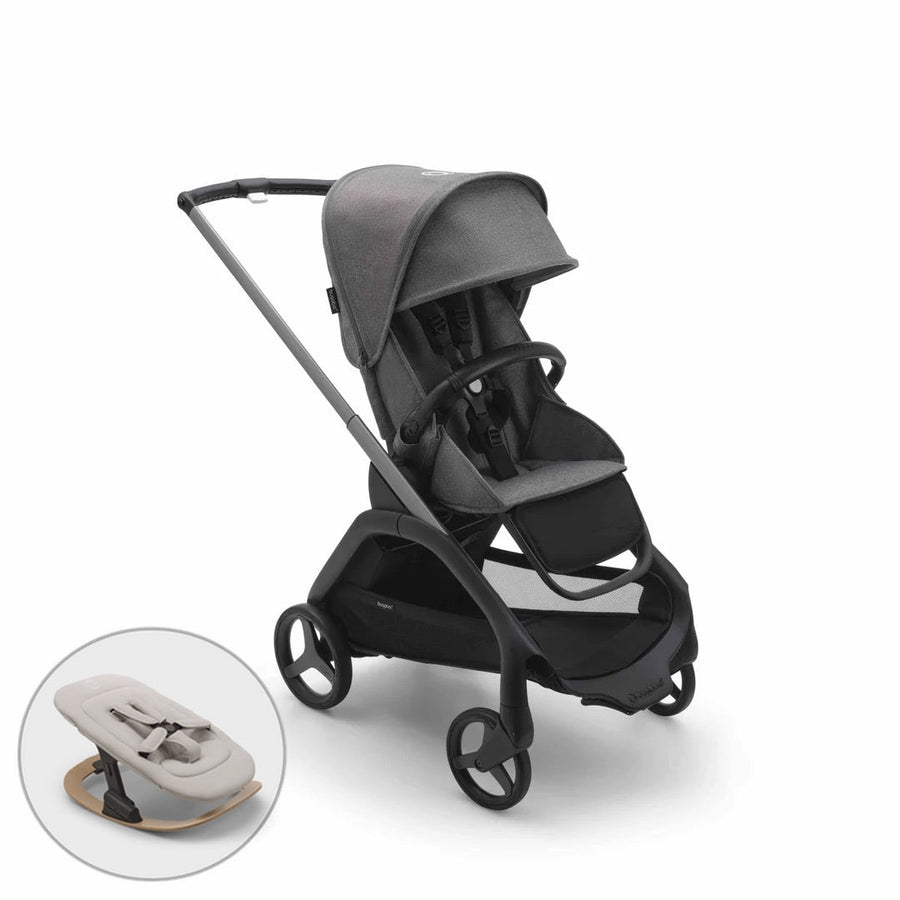 Bugaboo Dragonfly Complete + FREE Newborn Rocker - Grey Melange - Pramsy
