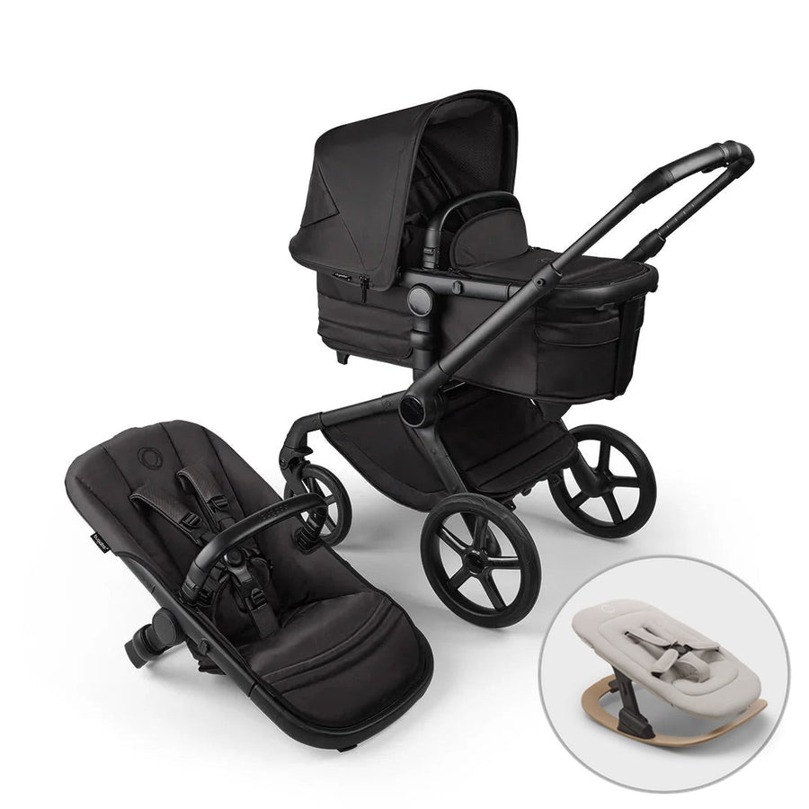 Bugaboo Fox 5 Noir Limited Edition + FREE Newborn Rocker - Black Moonlight - Pramsy