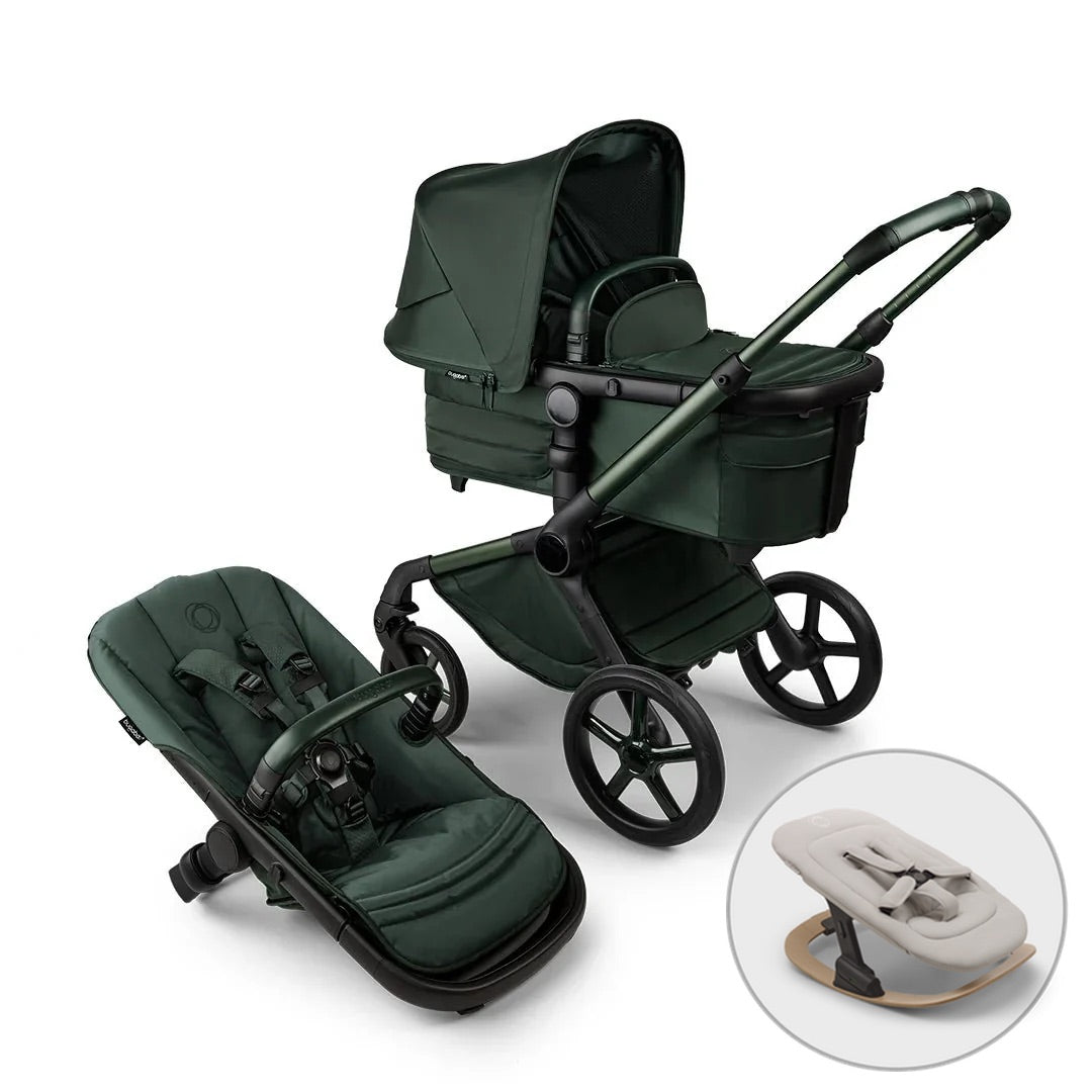Bugaboo Fox 5 Noir Limited Edition + FREE Newborn Rocker - Midnight Green - Pramsy