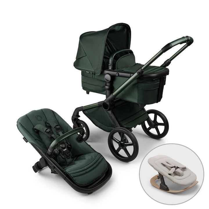 Bugaboo Fox 5 Noir Limited Edition + FREE Newborn Rocker - Midnight Green - Pramsy