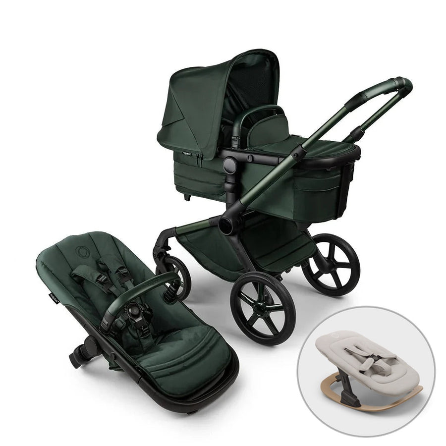 Bugaboo Fox 5 Noir Limited Edition + FREE Newborn Rocker - Midnight Green - Pramsy