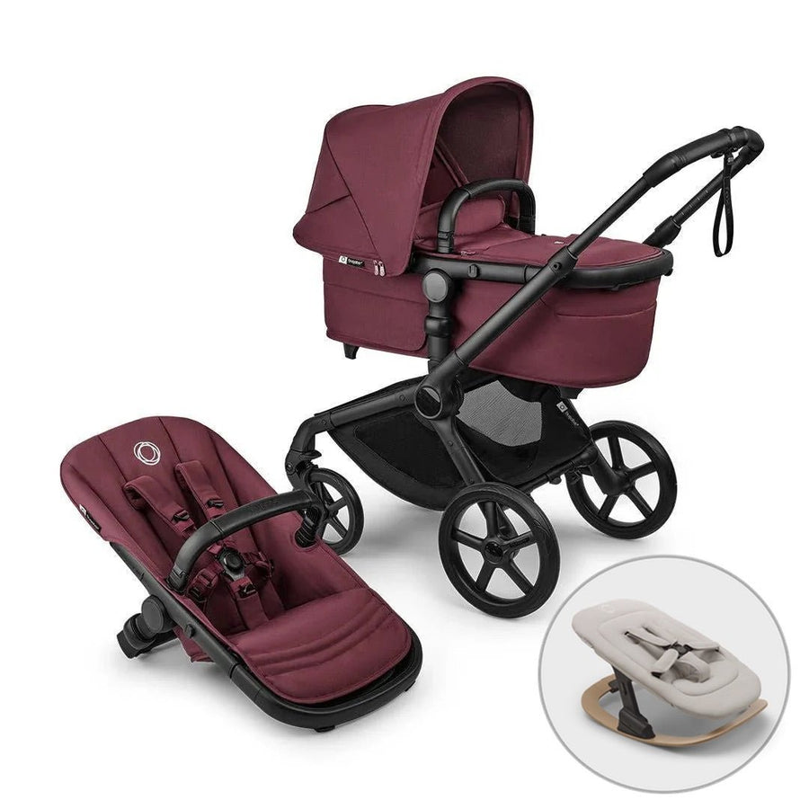 Bugaboo Fox 5 Renew Complete + FREE Newborn Rocker - Dark Cherry - New 2025 - Pramsy