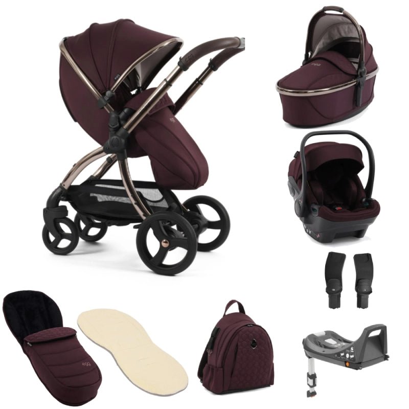 (Copy) (Copy) (Copy) Egg3 Stroller & Carrycot with Egg Shell Car Seat and Base Luxury Bundle - Mulberry - Pramsy