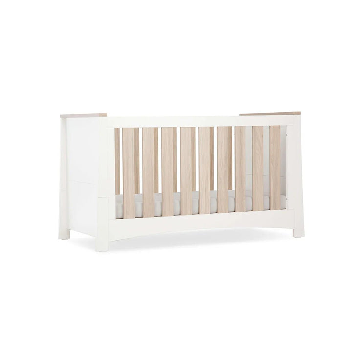 CuddleCo Ada 2 Piece Set (Dresser & Cot Bed) - White/Ash - Pramsy