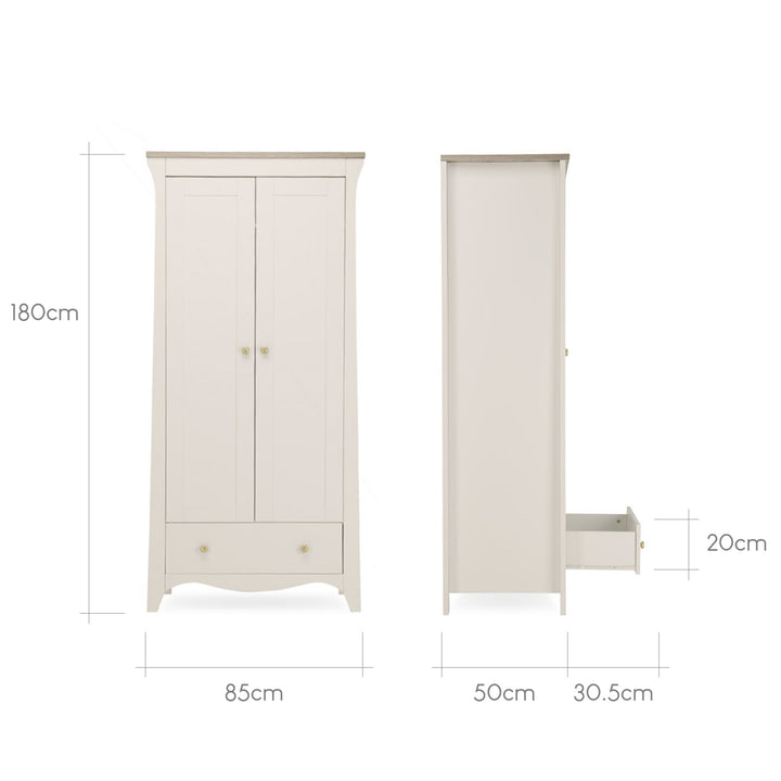 CuddleCo Clara 2 Door Nursery Wardrobe - Cashmere & Ash - Pramsy