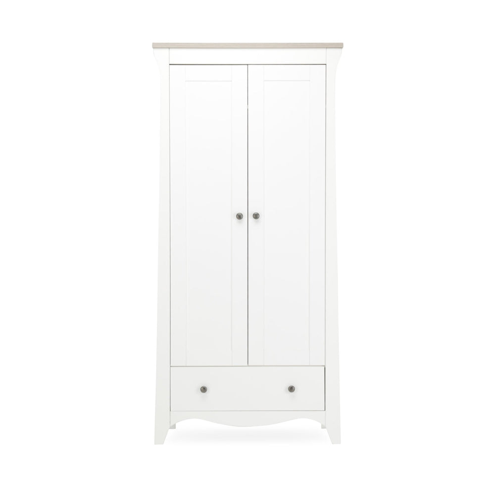 CuddleCo Clara 2 Door Nursery Wardrobe - White & Ash - Pramsy