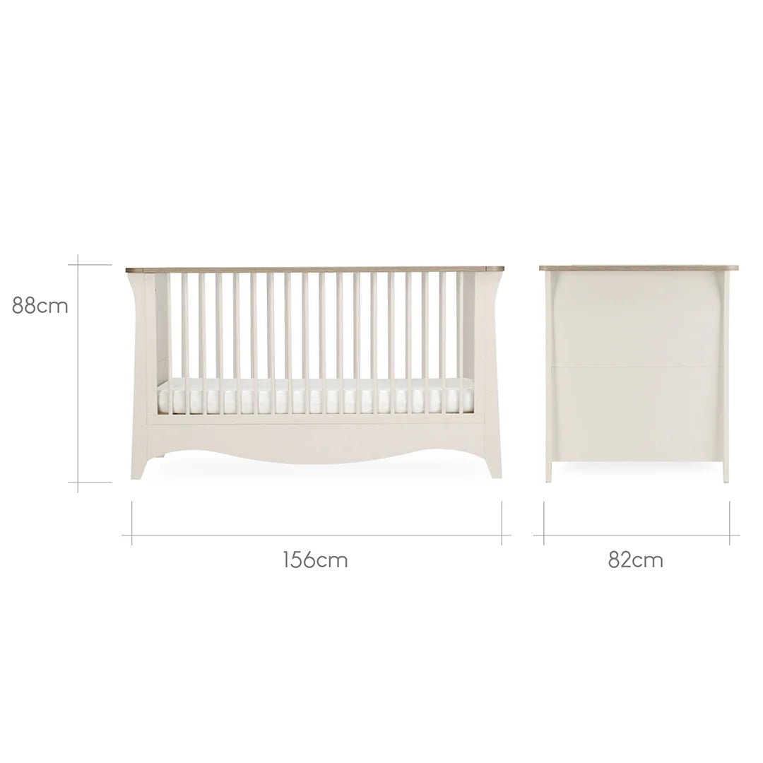 CuddleCo Clara 2 Piece Nursery Furniture Set (Cot Bed & Dresser) - Cashmere & Ash - Pramsy