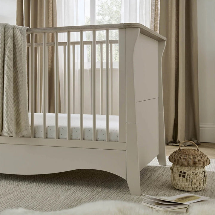 CuddleCo Clara 2 Piece Nursery Furniture Set (Cot Bed & Dresser) - Cashmere & Ash - Pramsy