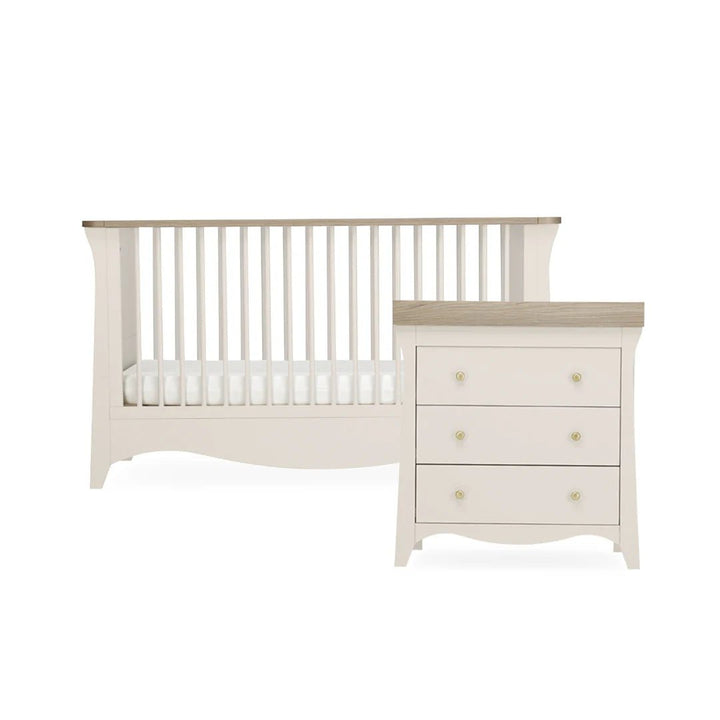 CuddleCo Clara 2 Piece Nursery Furniture Set (Cot Bed & Dresser) - Cashmere & Ash - Pramsy