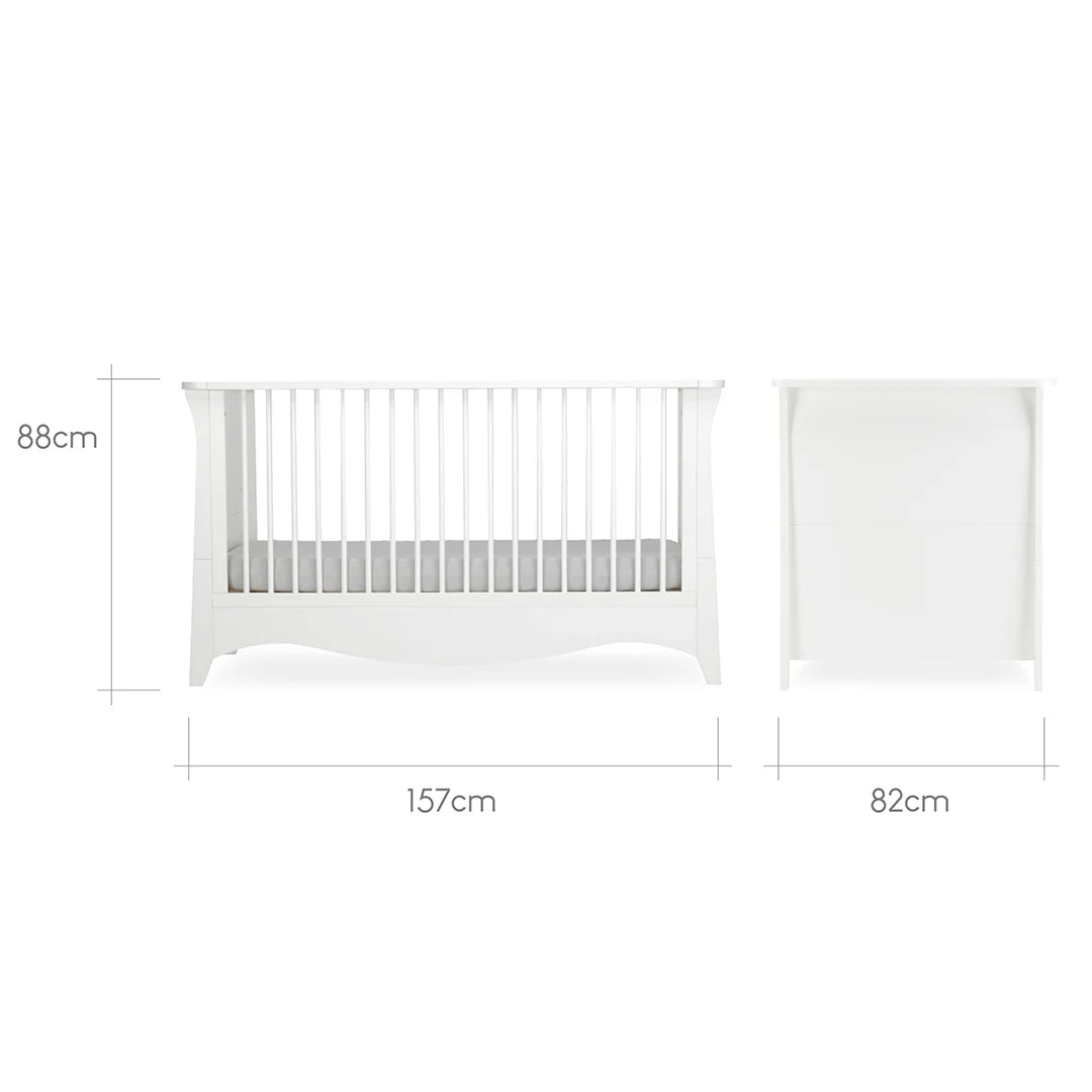 CuddleCo Clara 2 Piece Nursery Furniture Set (Cot Bed & Dresser) - White - Pramsy