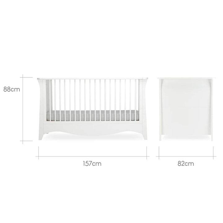 CuddleCo Clara 2 Piece Nursery Furniture Set (Cot Bed & Dresser) - White - Pramsy