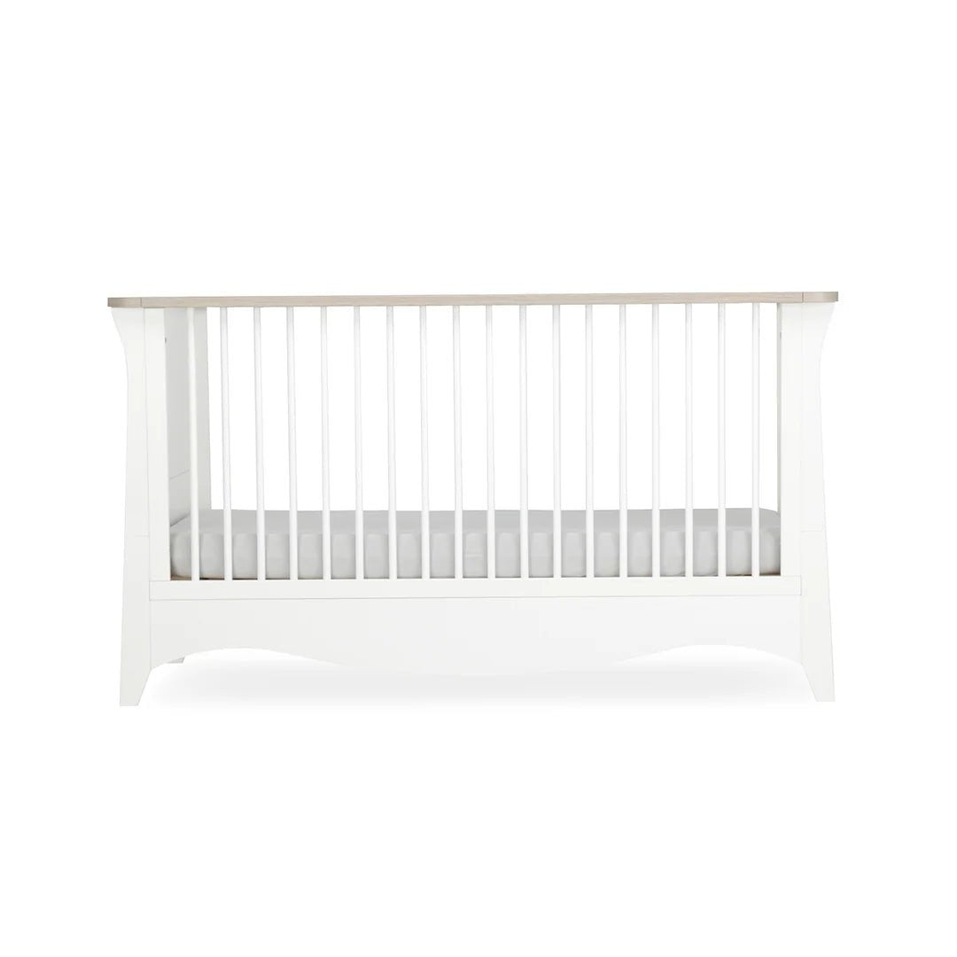 CuddleCo Clara 2 Piece Nursery Furniture Set (Cot Bed & Dresser) - White & Ash - Pramsy